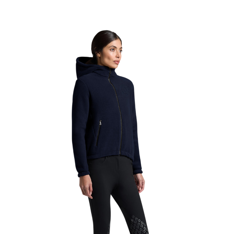 Cavalleria Toscana - Dames fleece hoodie met rits marine 