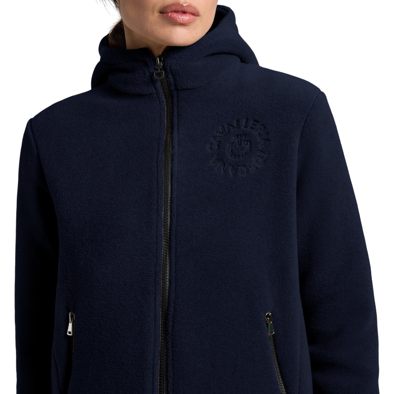 Cavalleria Toscana - Dames fleece hoodie met rits marine 