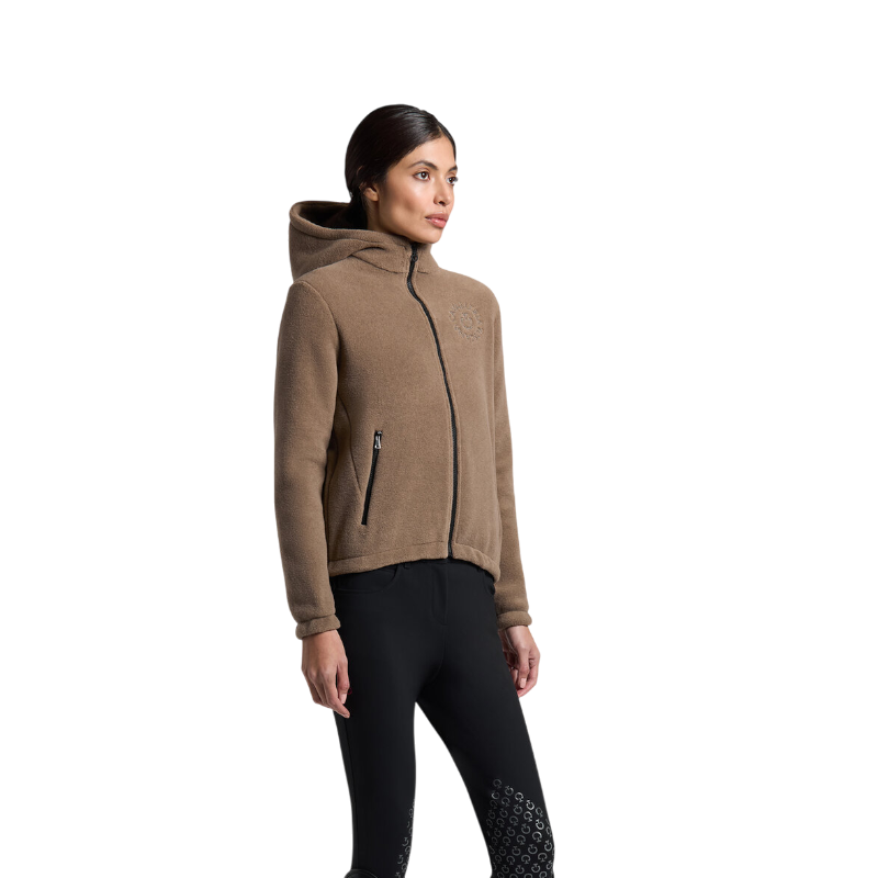 Cavalleria Toscana - Dames hoodie met ritssluiting, fleece, hazelnoot 