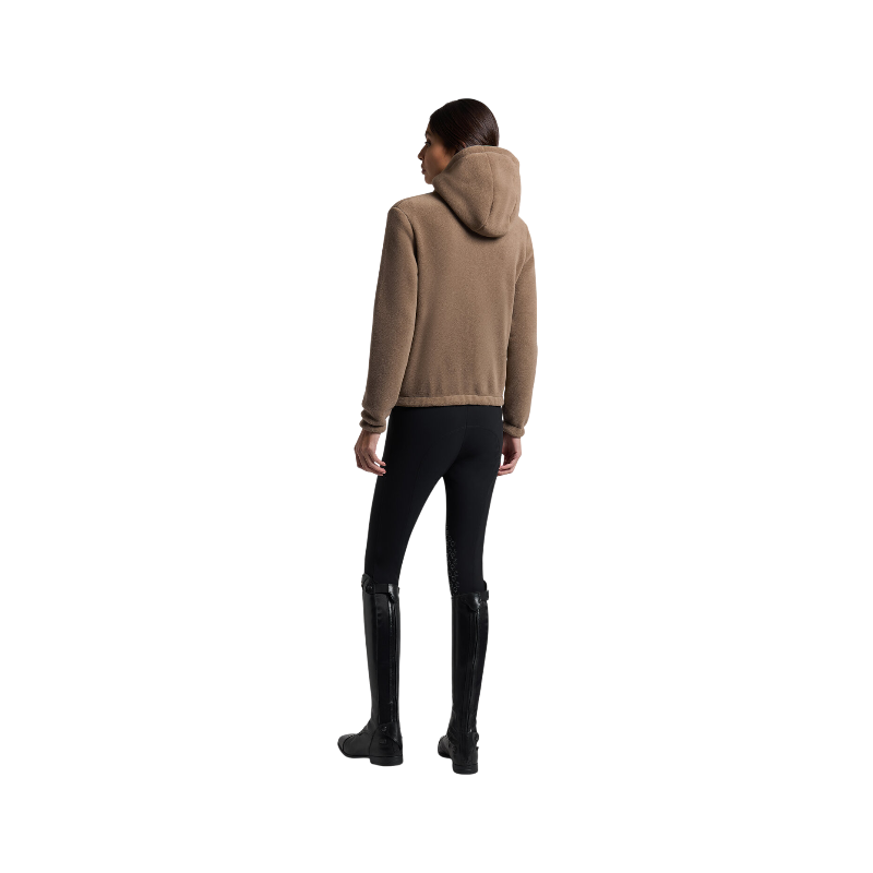 Cavalleria Toscana - Dames hoodie met ritssluiting, fleece, hazelnoot 