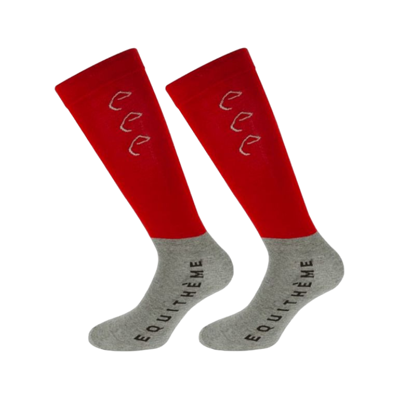 Equithème - Compet Reitsocken rot/grau (x2)