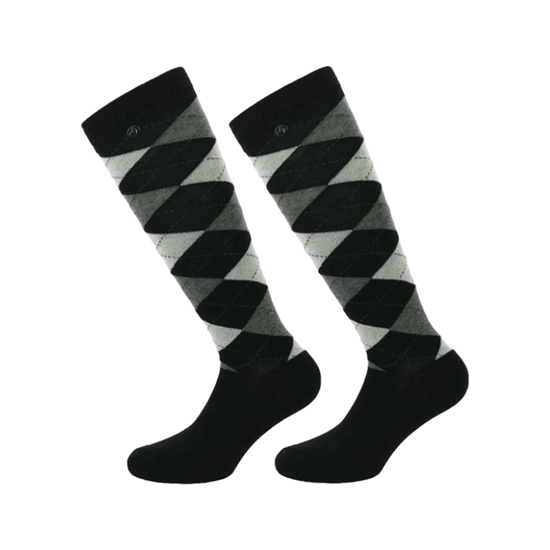 Equithème - Argyle-Socke in Schwarz/Ecru (x1)