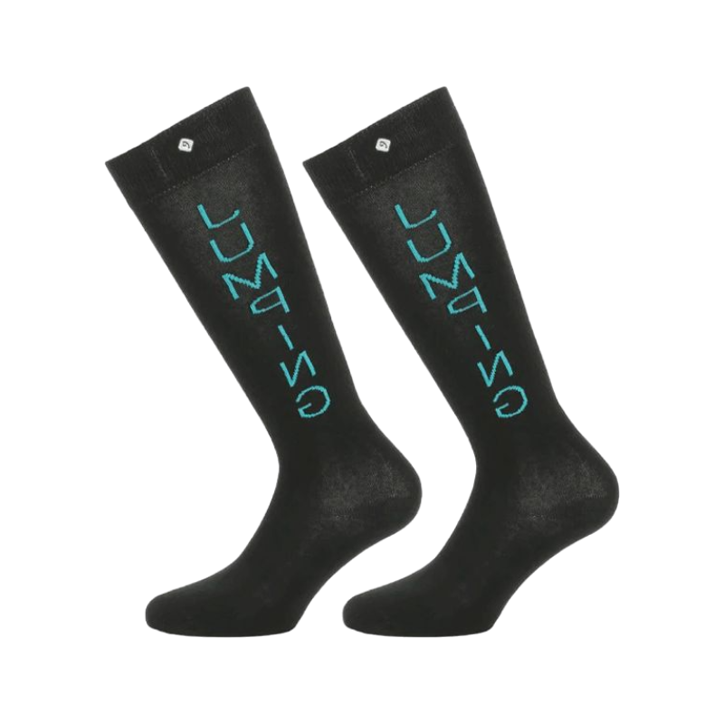 Equithème - Chaussettes Jumping noir/ bleu (x1) | - Ohlala