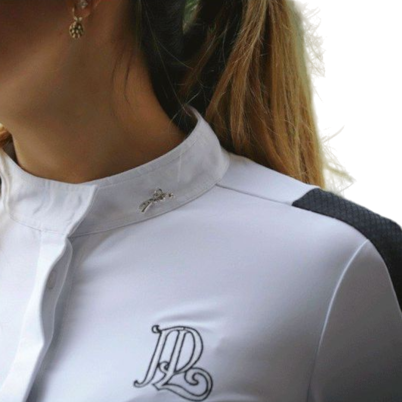 Pénélope - Long sleeve shirt of white/ black showshirt competition