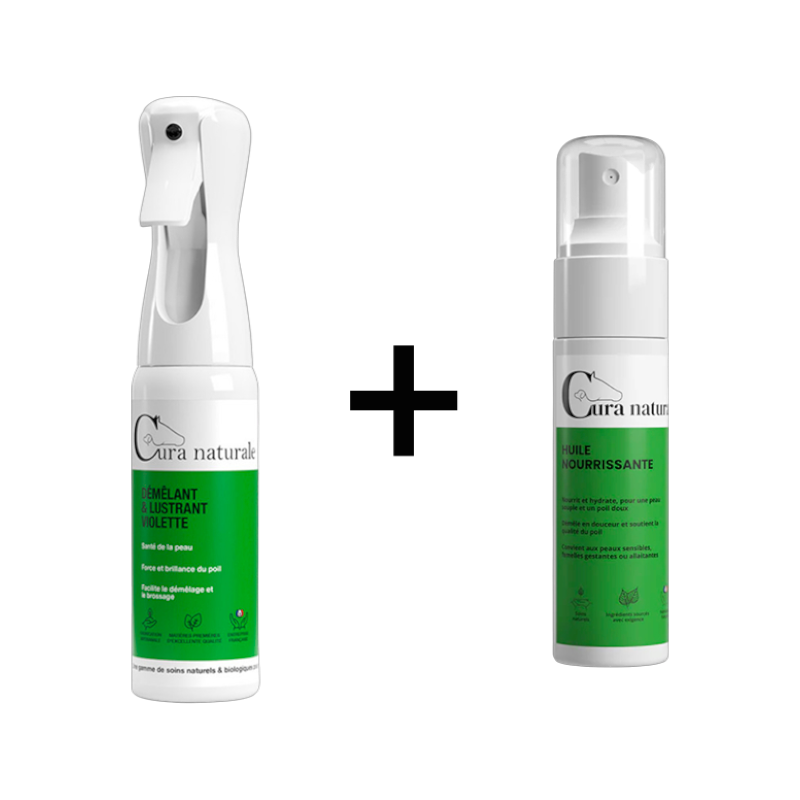 Cura Naturale - Detangling and polishing pack for horses with violet + Nourishing oil 