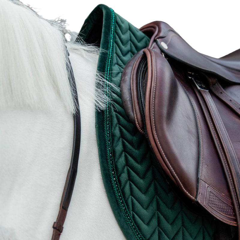 Kentucky Horsewear - Tapis de selle Velvet Pearls vert sapin | - Ohlala