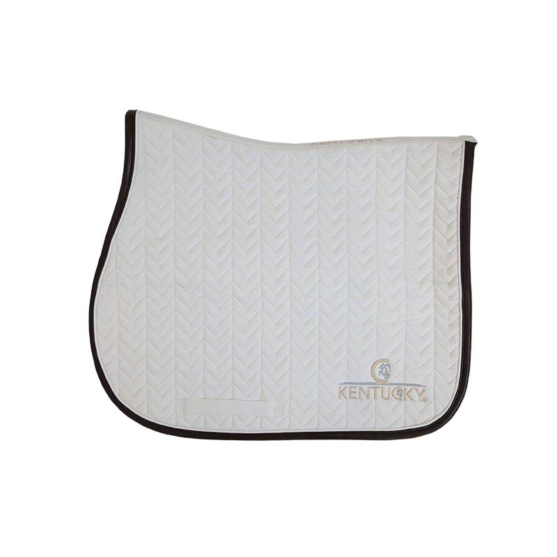 Kentucky Horsewear - Tapis de selle Fishbone blanc cuir | - Ohlala