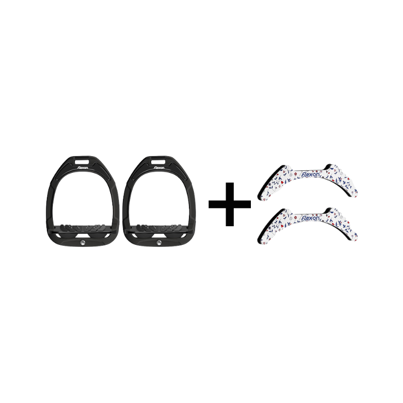 Flex On - Pack Étriers GC Incliné Ultra Grip Noir / Noir / Noir + Stickers Flex On Cottage blanc/ bleu offerts | - Ohlala