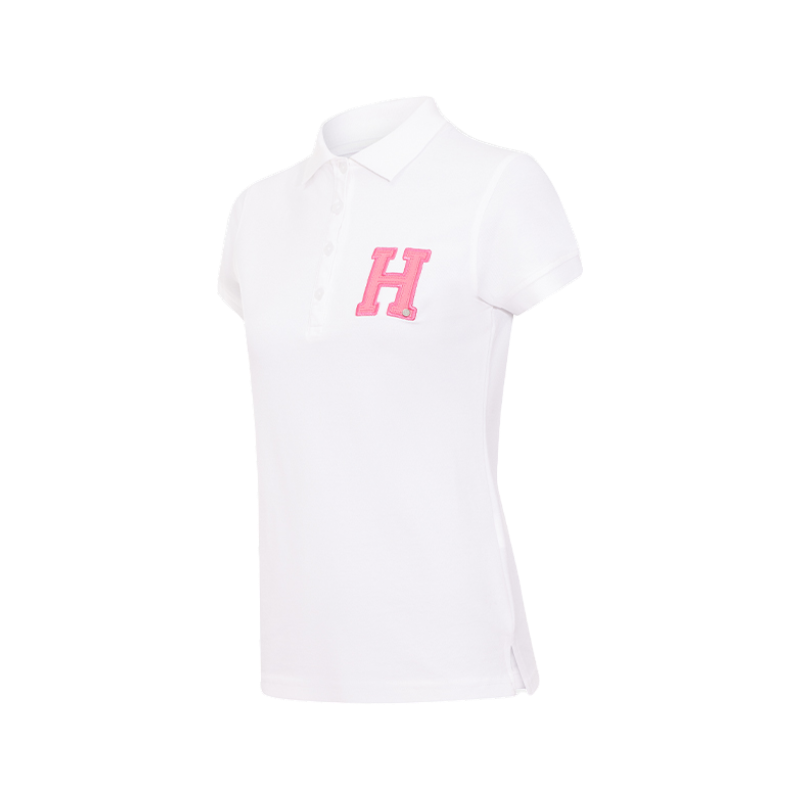 Hagg - Women's short-sleeved polo shirt white/pink