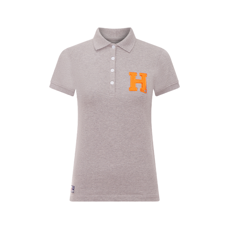 Hagg - Damen Kurzarm-Poloshirt grau/orange