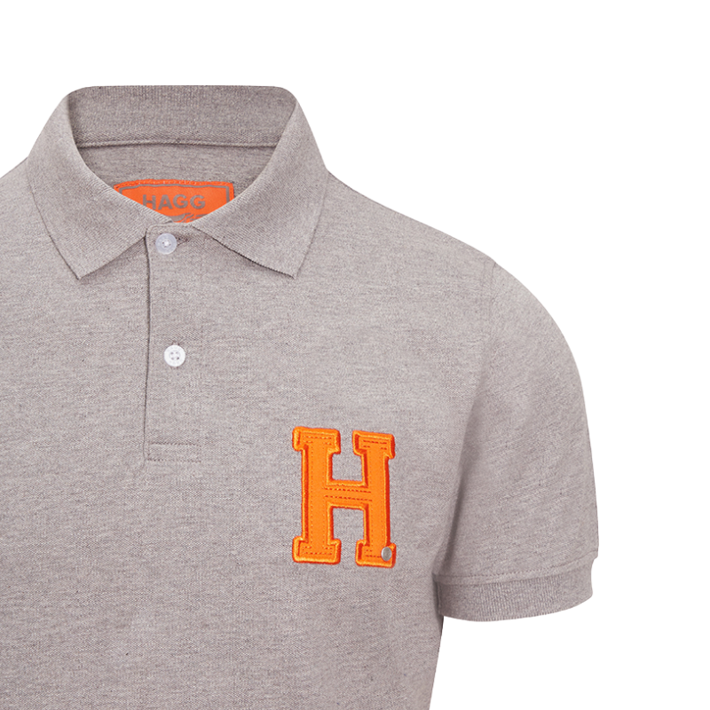 Hagg - Men's short-sleeved polo shirt, grey/orange