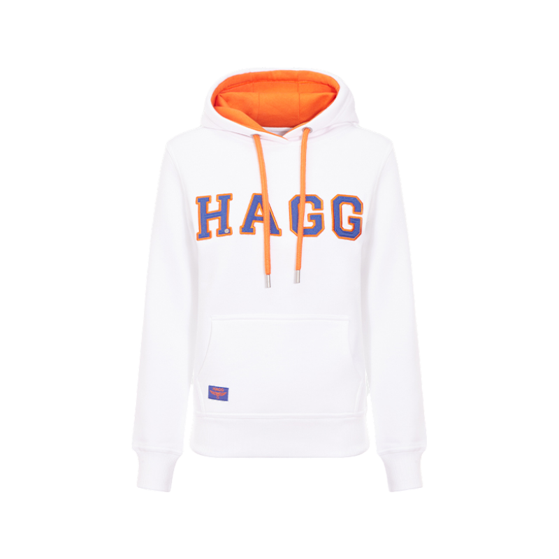 Hagg - Women's hoodie white/orange/royal blue