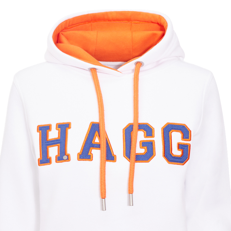 Hagg - Sweat à capuche femme blanc/ orange/ bleu roi