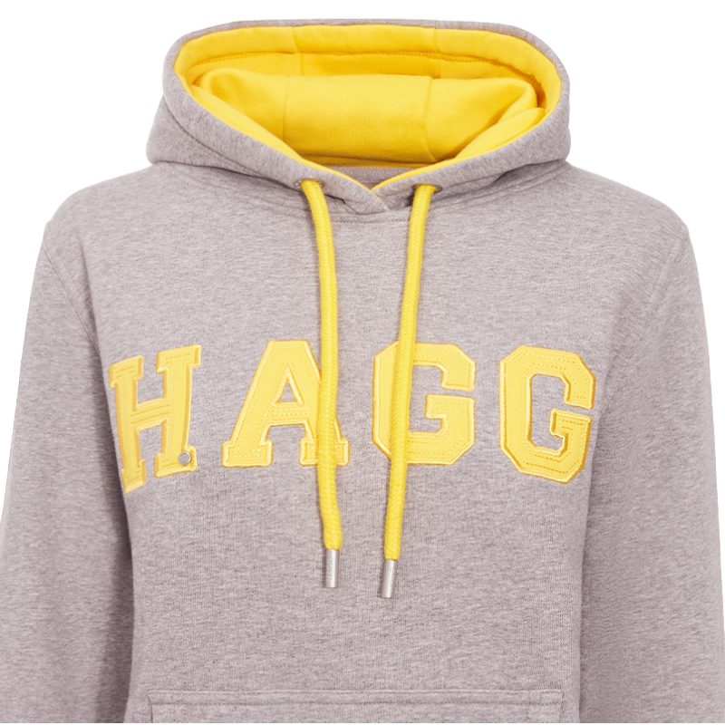 Hagg - Damen Kapuzenpullover grau/gelb