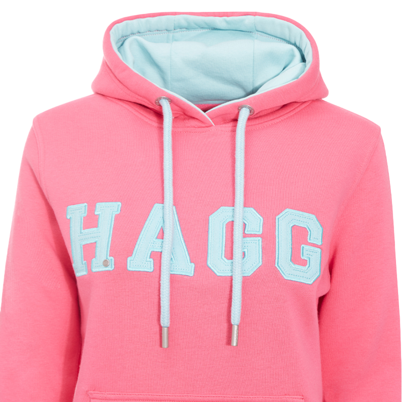 Hagg - Damen-Kapuzenpullover rosa/himmelblau