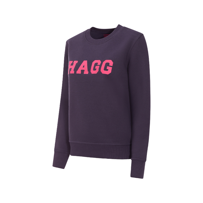 Hagg – Rundhals-Sweatshirt für Damen in Marineblau/Fuchsia