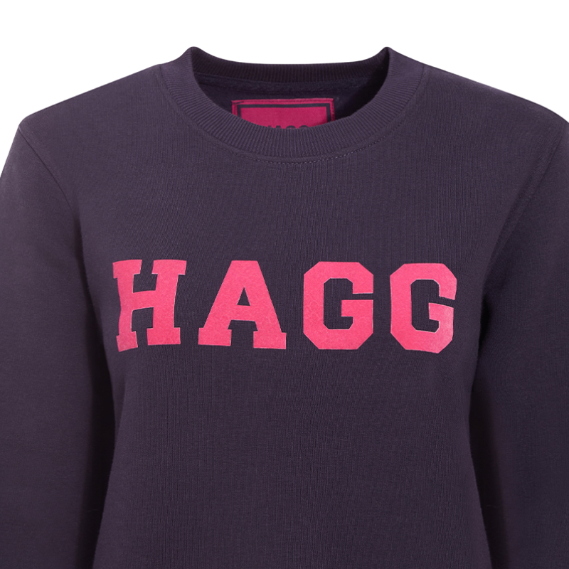 Hagg – Rundhals-Sweatshirt für Damen in Marineblau/Fuchsia