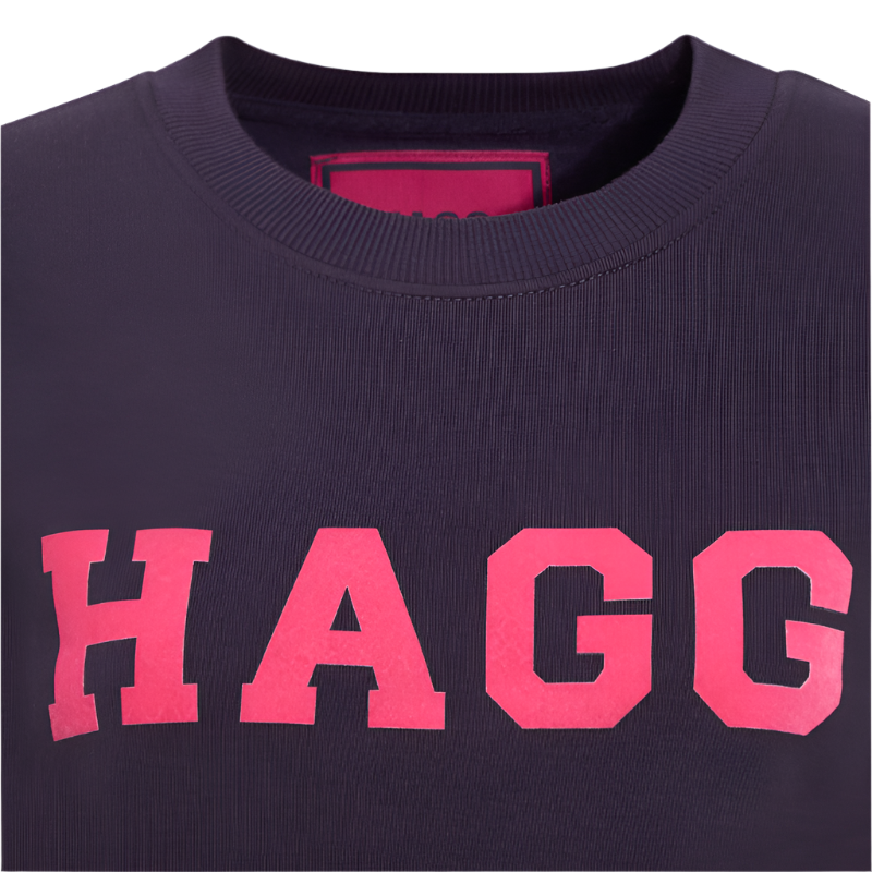 Hagg – Rundhals-Sweatshirt für Damen in Marineblau/Fuchsia