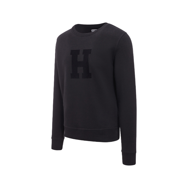 Hagg – Schwarzes Herren-Sweatshirt mit Rundhalsausschnitt