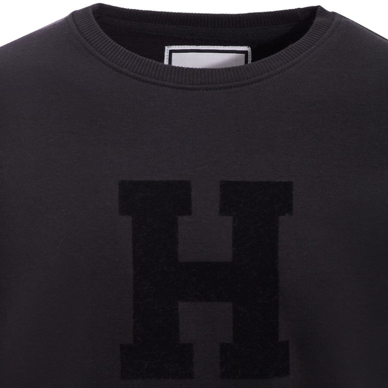 Hagg – Schwarzes Herren-Sweatshirt mit Rundhalsausschnitt