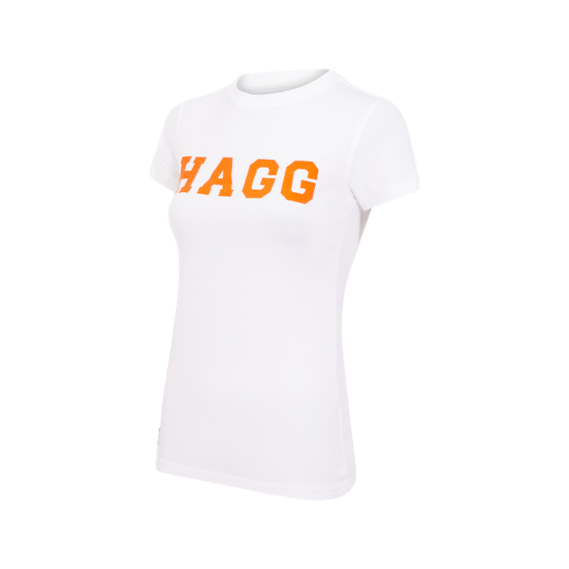 Hagg - Damen Kurzarm-T-Shirt weiß/orange