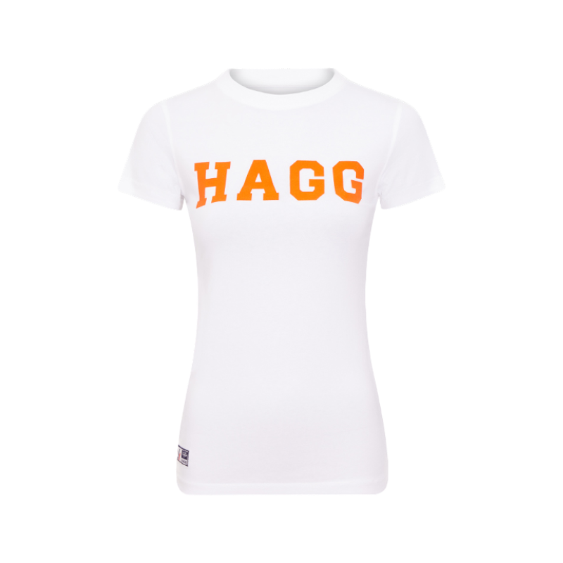 Hagg - Damen Kurzarm-T-Shirt weiß/orange