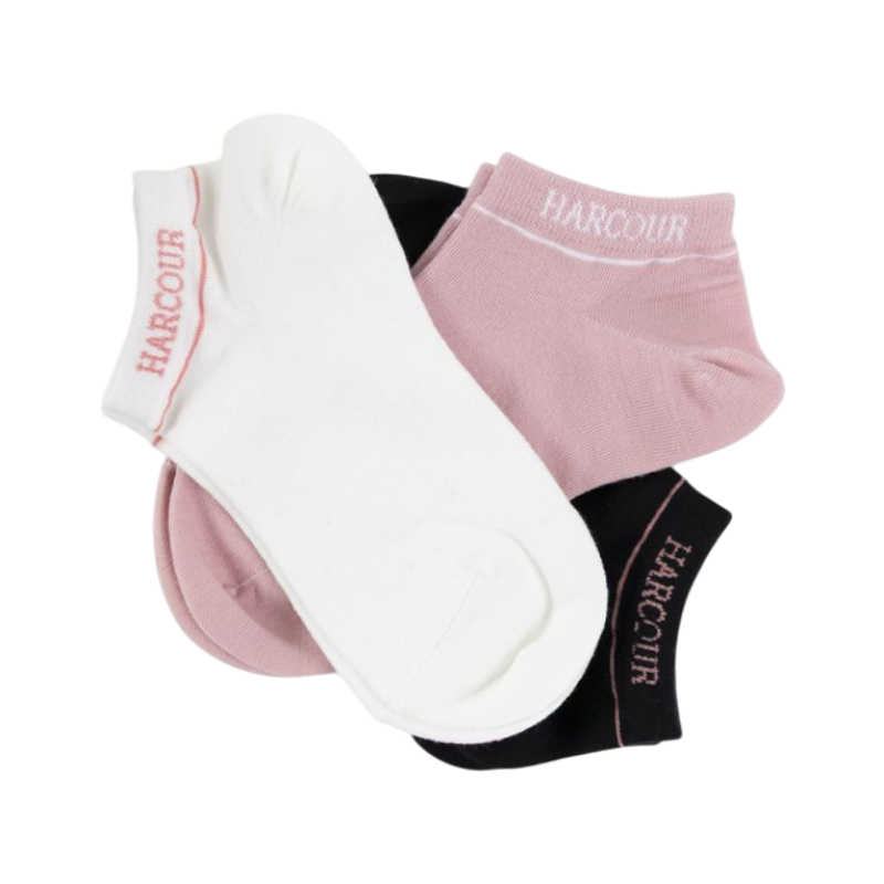 Harcour - Korte sokken Suzanne zwart/roze (x3) 