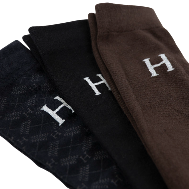 Harcour - Aiko riding socks cocoa/black/tartan (x3) 