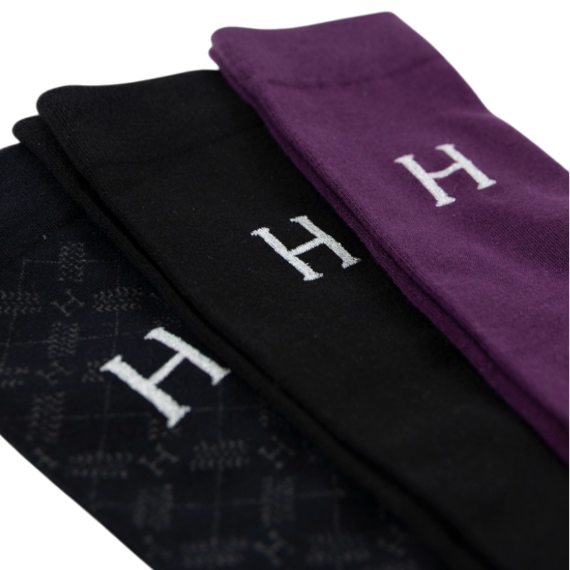 Harcour - Aiko riding socks plum/black/tartan (x3) 