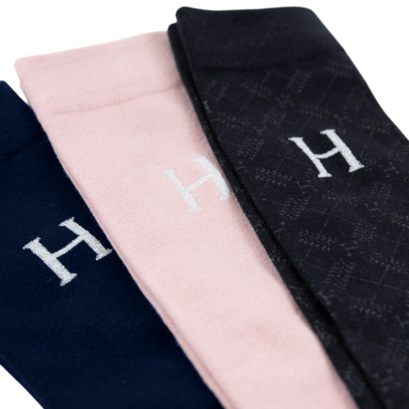 Harcour - Aiko equestrian socks navy/pink/tartan (x3) 