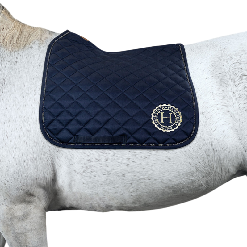 Harcour - Set Dressurpad Sunny und lustige Mütze marine/ hellgold 