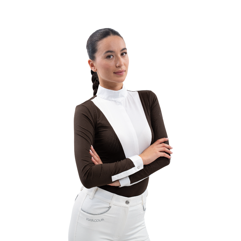 Harcour - Langärmliges Damen-Turnierpoloshirt Stella Cacao 