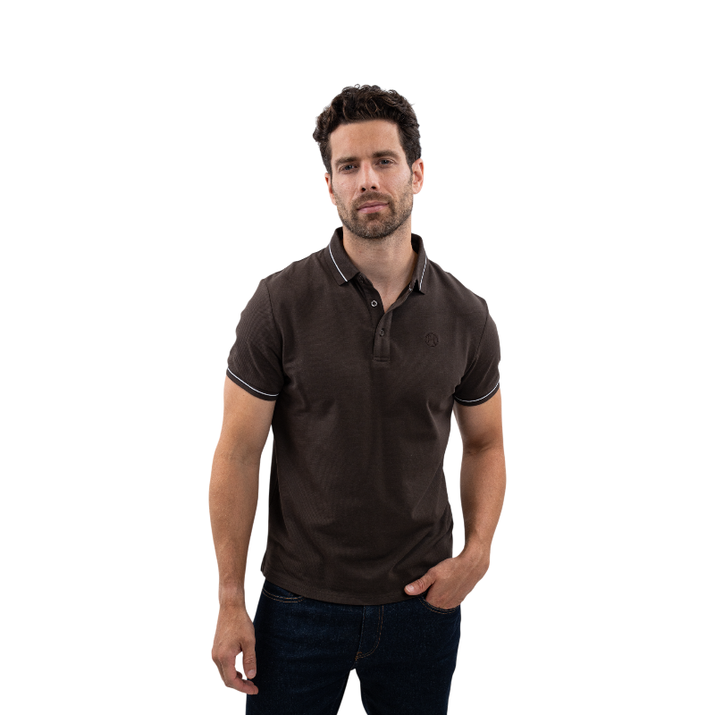 Harcour - Men's short sleeve polo Oscar cocoa 