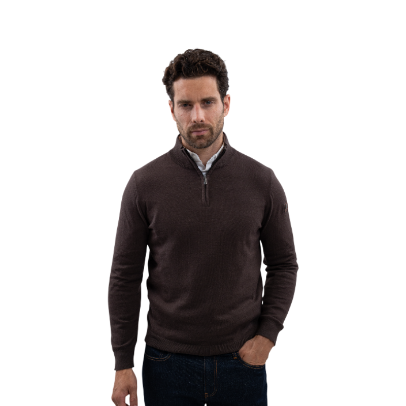 Harcour - Men's long sleeve pull Parmo cocoa 