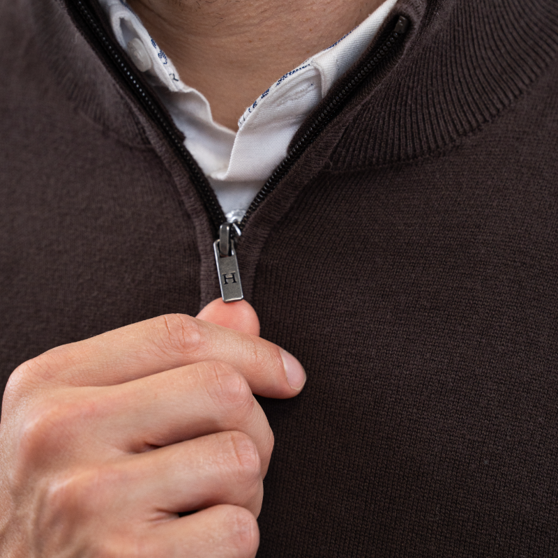 Harcour - Men's long sleeve pull Parmo cocoa 
