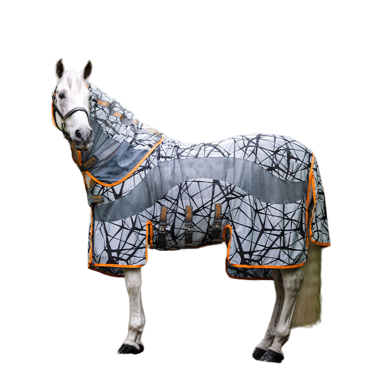 Horseware - Couverture anti-mouches Amigo camofly gris/ orange | - Ohlala