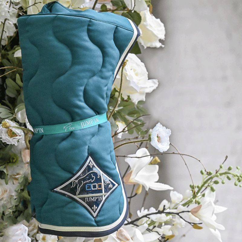 Jump'In - Tapis de selle bleu lagon/ blanc/ marine | - Ohlala