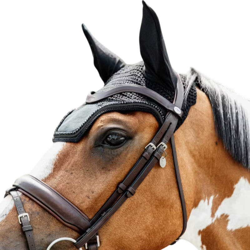 Kentucky Horsewear - Bonnet pour chevaux anti-bruits Wellington Velvet Pearls noir | - Ohlala