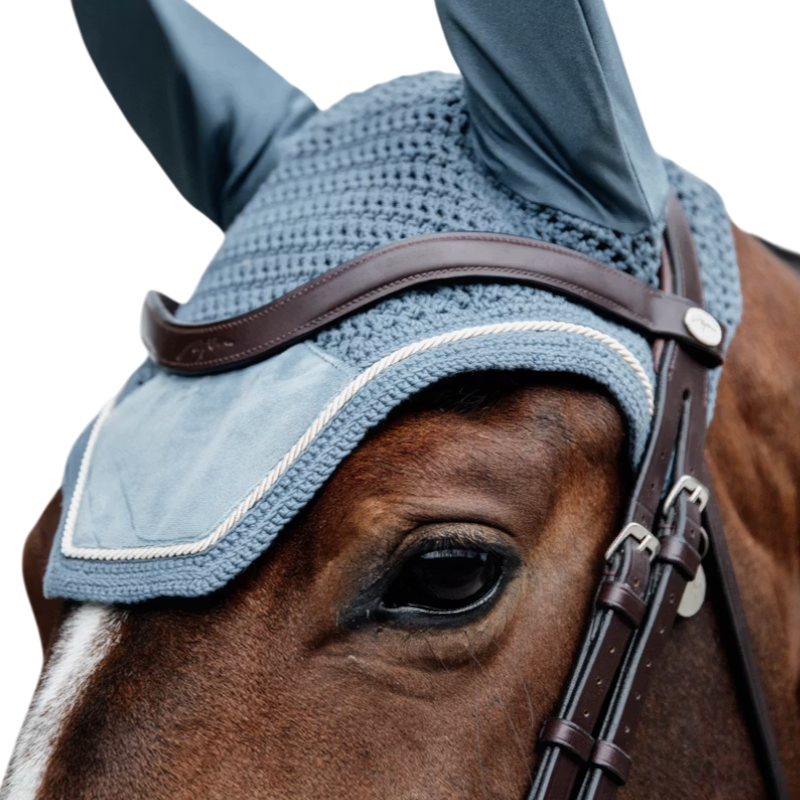 Kentucky Horsewear - Bonnet pour chevaux anti-bruits Wellington Velvet light blue | - Ohlala