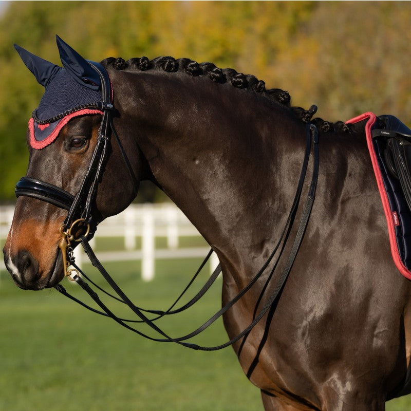 Lemieux - Anti-vliegen cap voor paarden Loire marine/ cranberry 