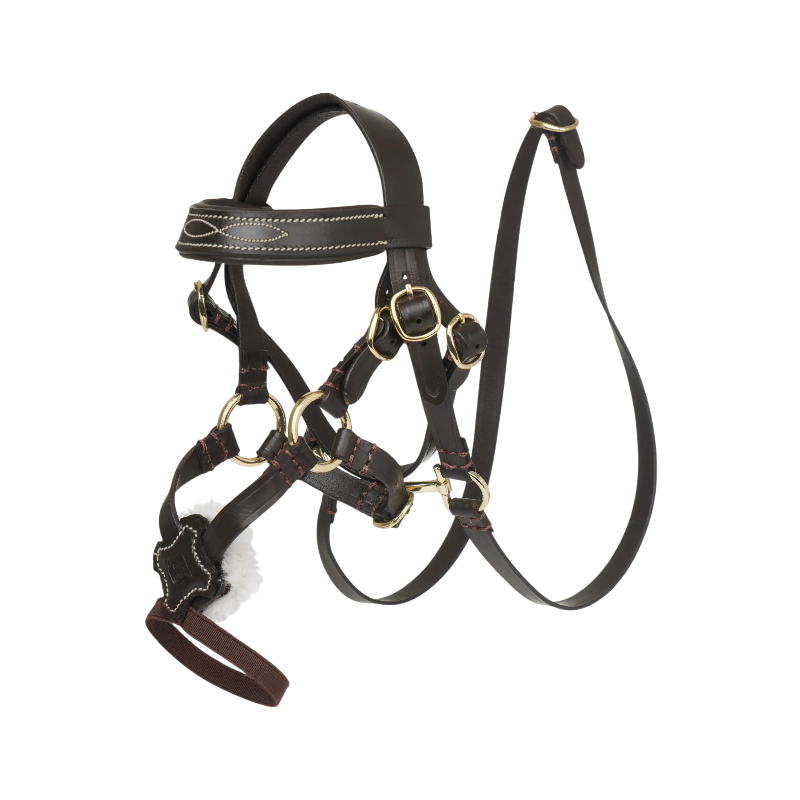 Lemieux - Hoofdstel met gekruiste neusriem voor Toy Pony Grackle bruin 