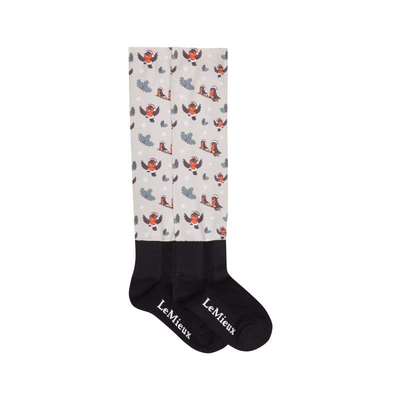 Lemieux - Chaussettes d'équitation Footsie Xmas Robins almond