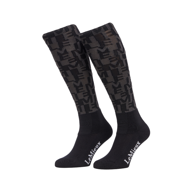 Lemieux - Chaussettes d'équitation Footsie logo AOP marine