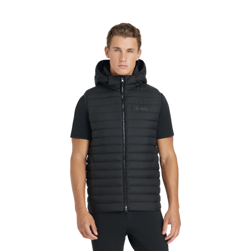 Lemieux - Black men's sleeveless down jacket with hood 