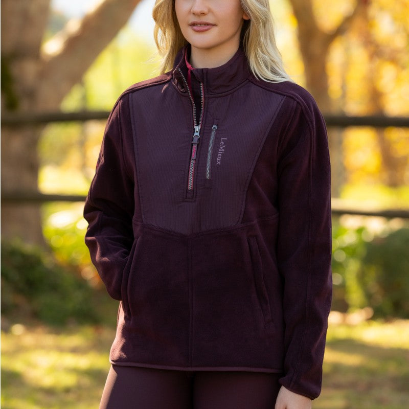 Lemieux - Polaire bi-matière col zippé femme Clara damson