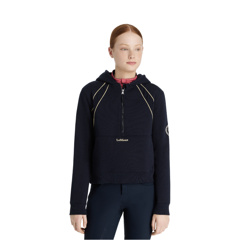 Lemieux - Sweat à capuche demi-zippé enfant Young Rider Hettie marine | - Ohlala