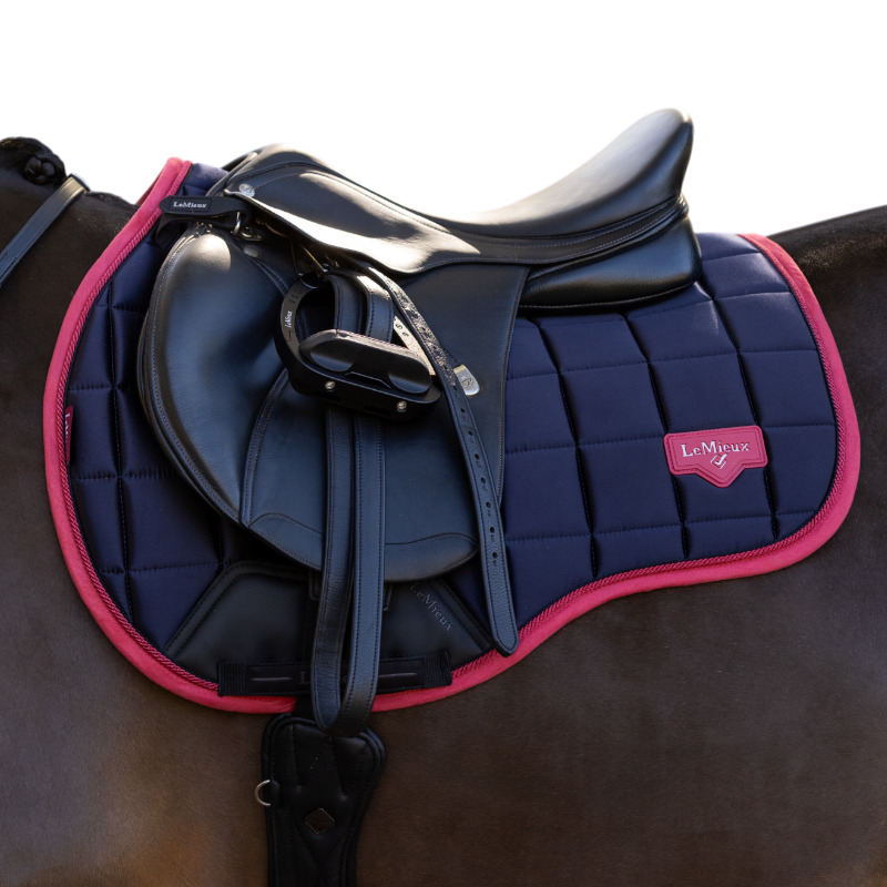 Lemieux - Tapis de selle Mixte Square Loire Classic marine/ cranberry | - Ohlala
