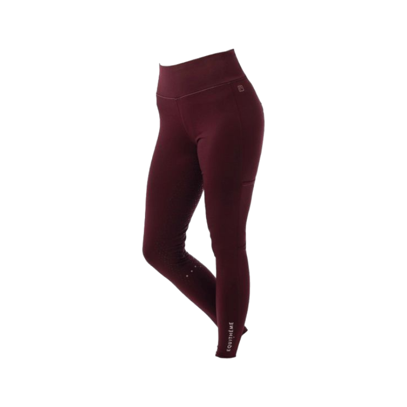 Equithème - Legging d'équitation femme full grip Lyly bordeaux