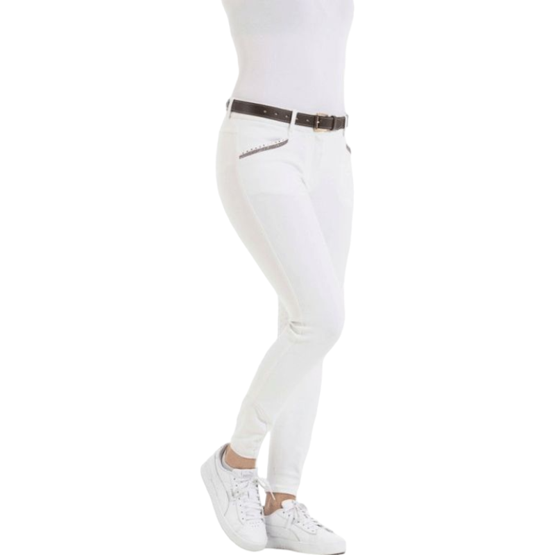 Equithème - Pantalon d'équitation femme Kim coton organique blanc | - Ohlala