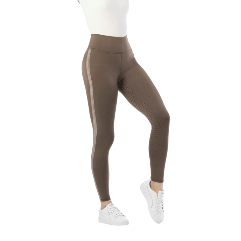 Equithème - Legging d'équitation full grip femme Violette taupe